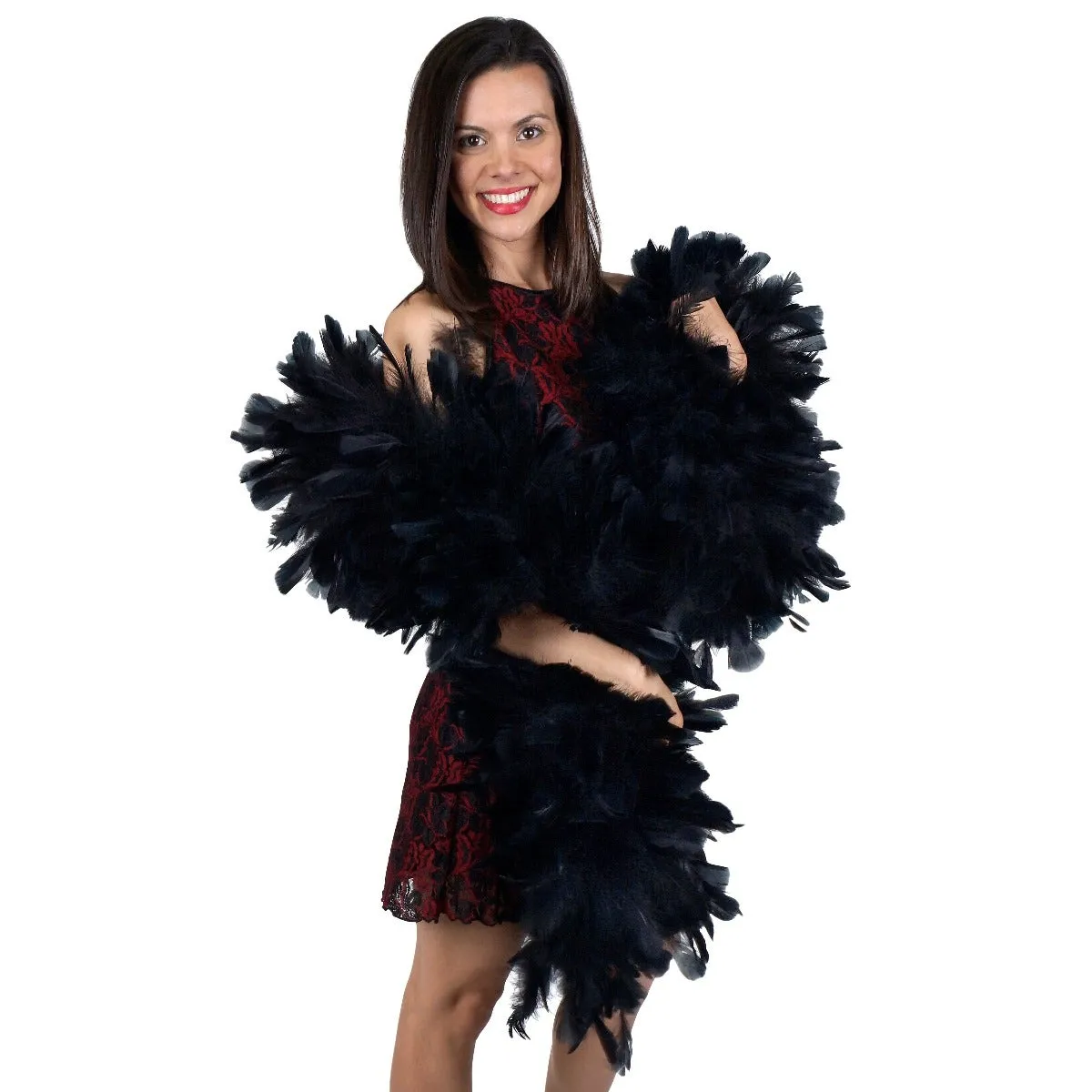 Turkey Ruff Feather Boa - 14-16" - Black