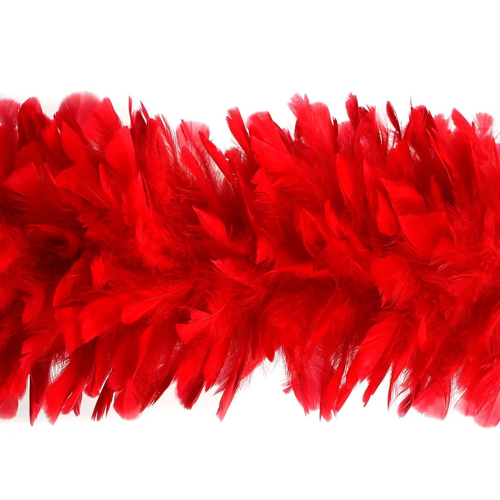 Turkey Ruff Feather Boa - 14-16" - Red