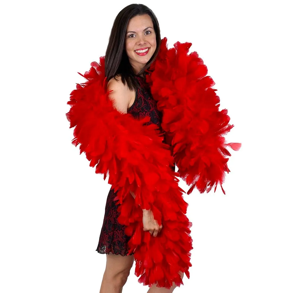 Turkey Ruff Feather Boa - 14-16" - Red