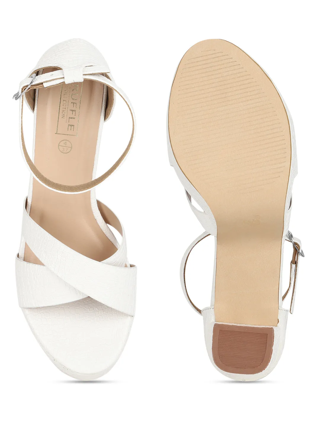 White PU Croc Crossover Strap Platform Sandals (TC-SLC-V105-WHT)