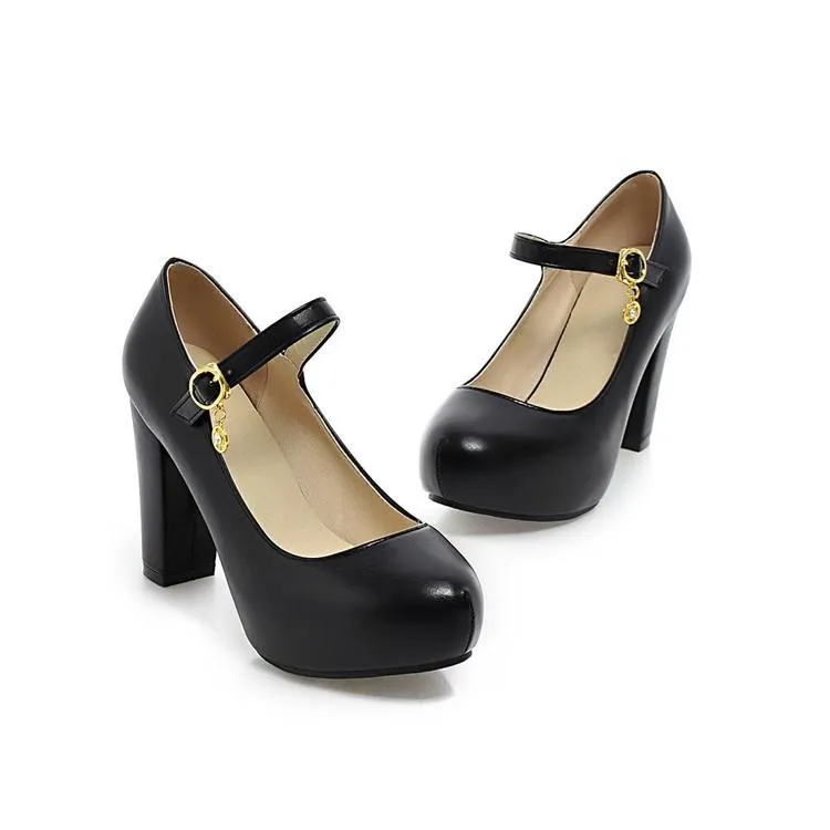 Woman Sweet Princess High Heeled Round Head Platform Pumps