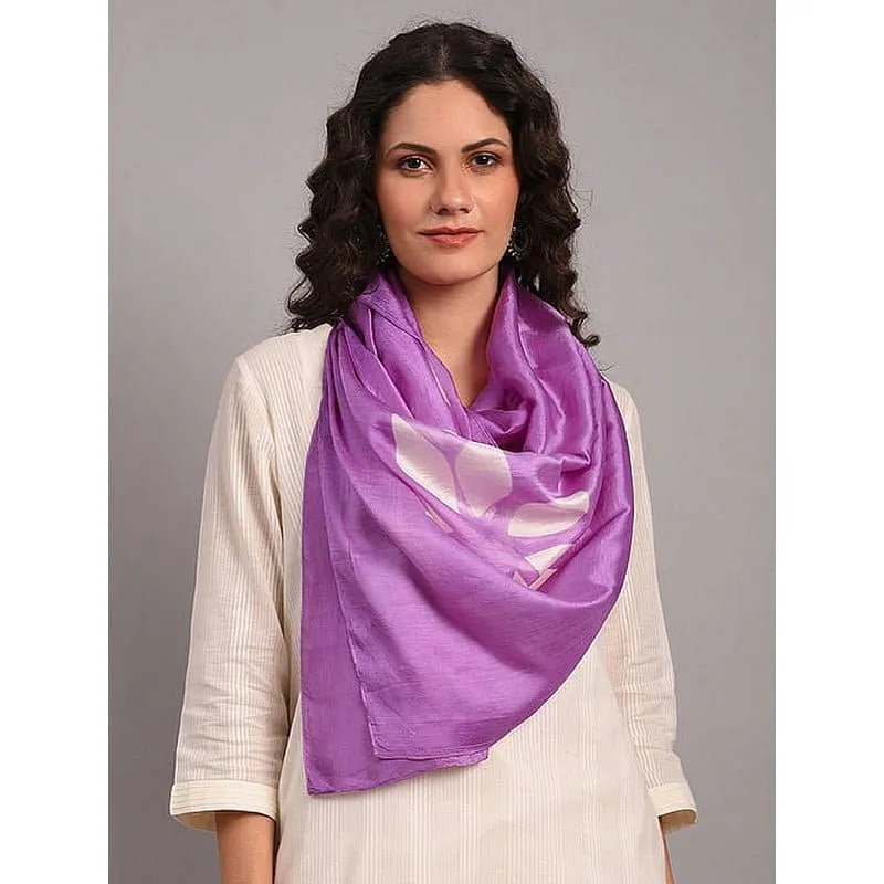 Women Lavender Clamp Dyed Silk Stole