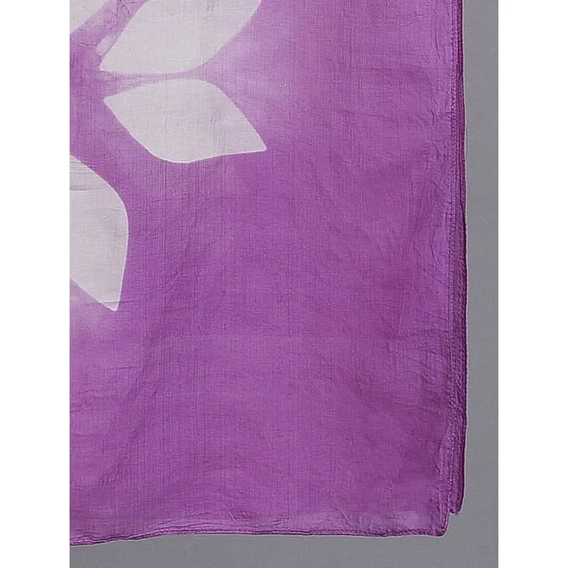 Women Lavender Clamp Dyed Silk Stole