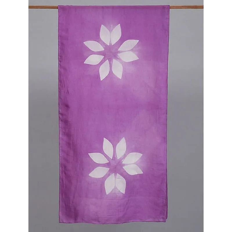 Women Lavender Clamp Dyed Silk Stole