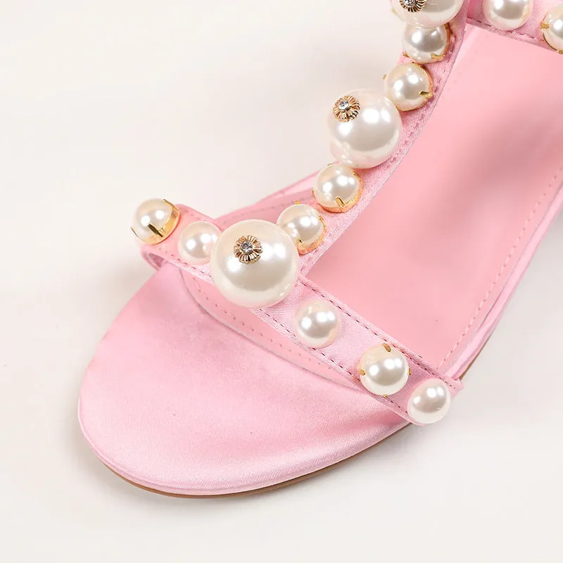 Women party rhinestone buckle strap open toe slingback hollow chunky heels