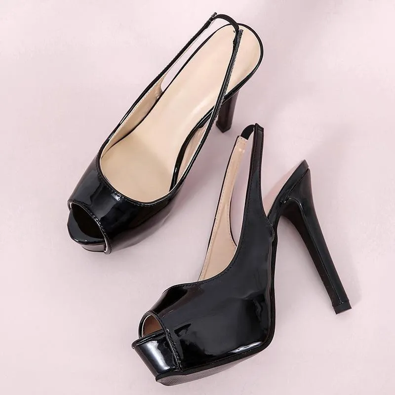 Women platform peep toe summer fashion slingback sexy high heels