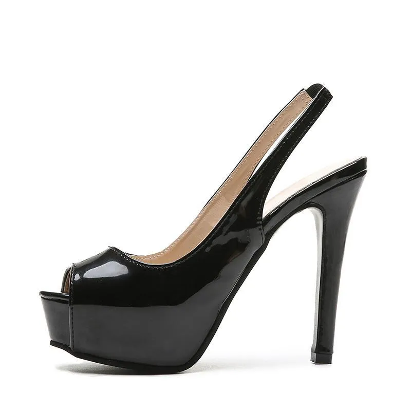 Women platform peep toe summer fashion slingback sexy high heels