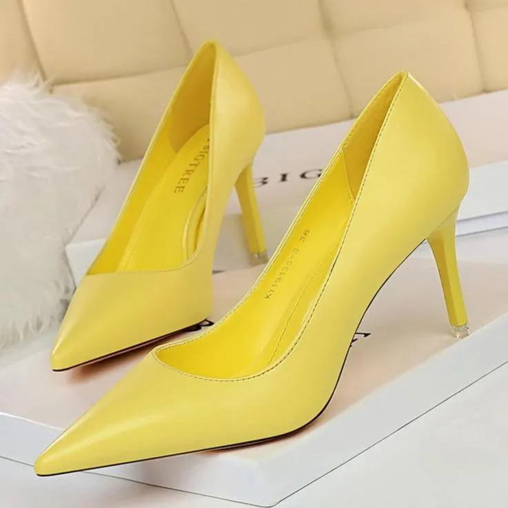 Women pointed closed toe stiletto high heeled pumps