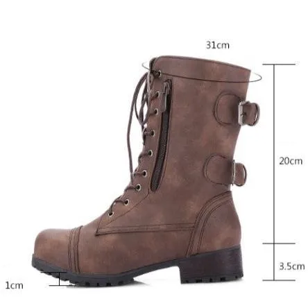 Women's mid calf military combat boots