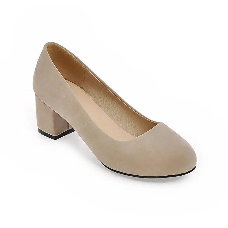 Women's Pumps Suede Almond Toe Block Heel Shoes