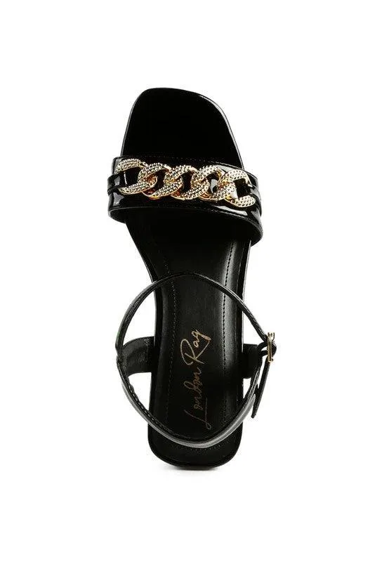 Women's Shoes Illusion Geometric Cut Diamante Chain Sandal