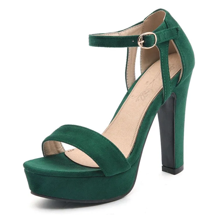 Women's Suede Ankle Strap High Heel Platform Sandals