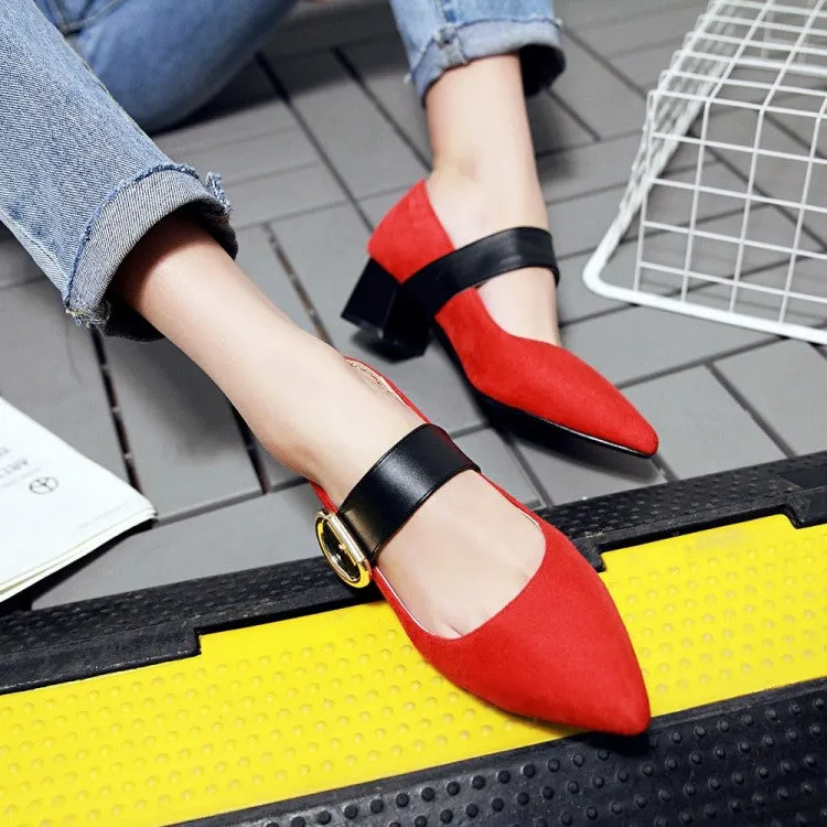 Women's's Pointed Toe Mary Jane Block Heels Pumps