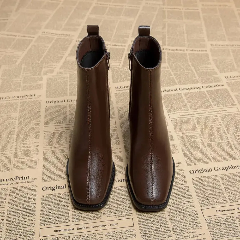 Zippra Rana Heeled Brown Leather Boots