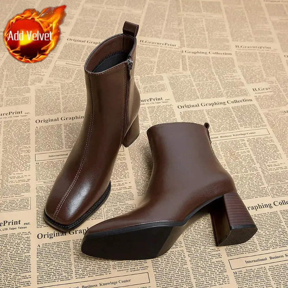 Zippra Rana Heeled Brown Leather Boots