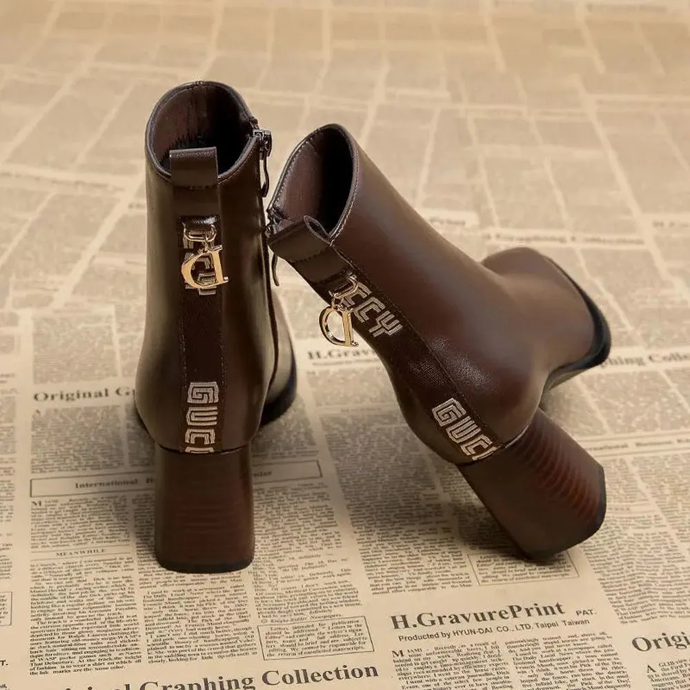 Zippra Rana Heeled Brown Leather Boots